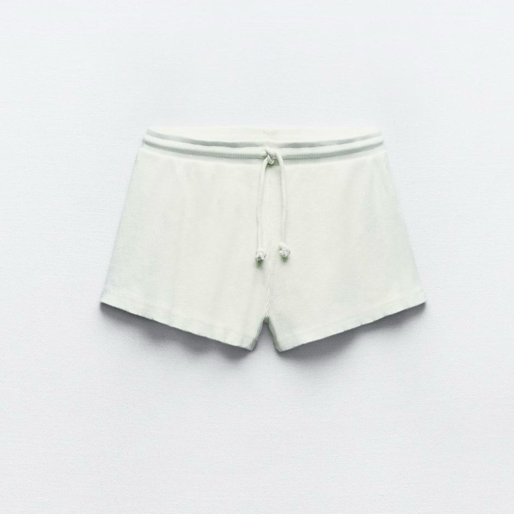 NWT ZARA WASHED EFFECT RIB SHORTS - Picture 4 of 6